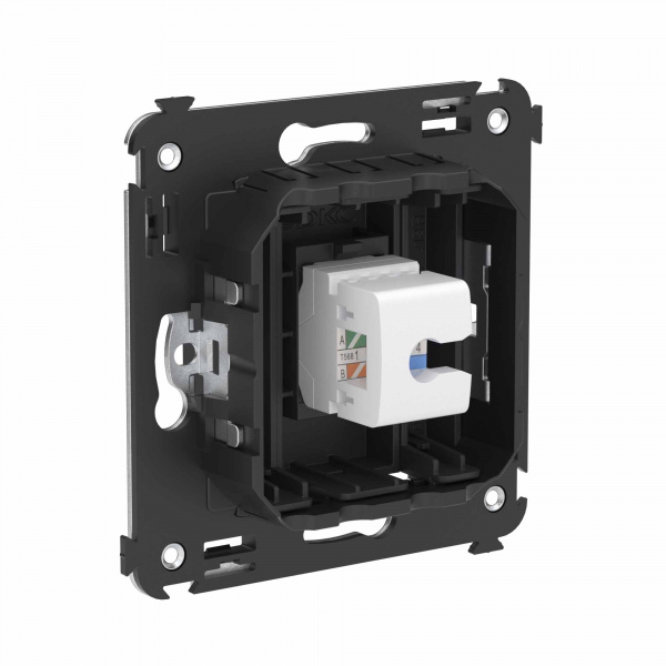 DKC Avanti Телефонная розетка RJ-12 без шторки в стену одинарная, Черный матовый