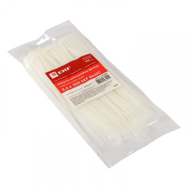 EKF Basic Хомут нейлоновый (3,6х200) (100шт.)