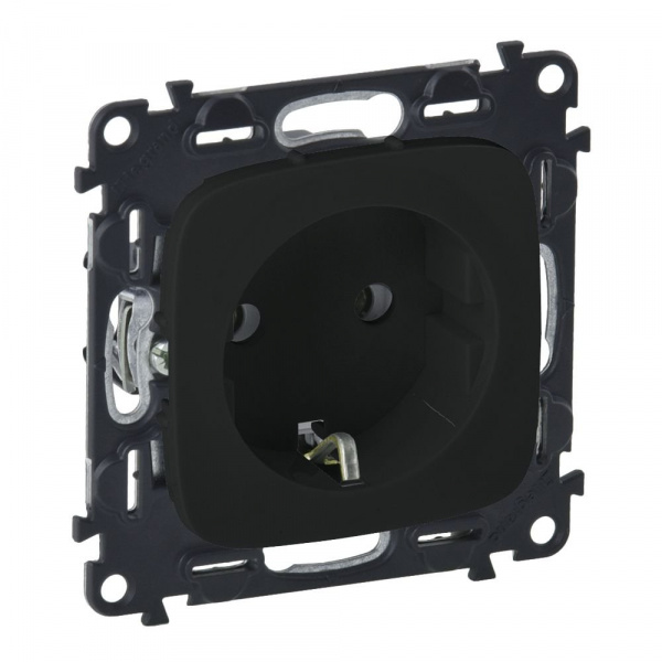 Legrand Valena ALLURE DIY Антрацит Розетка 1-ая с/з, винт.зажим