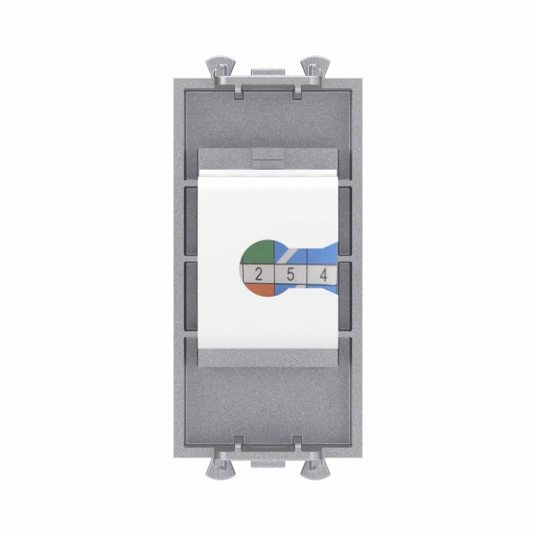 DKC Avanti Телефонная розетка RJ-12 без шторки модульная, Закаленная сталь, 1 модуль