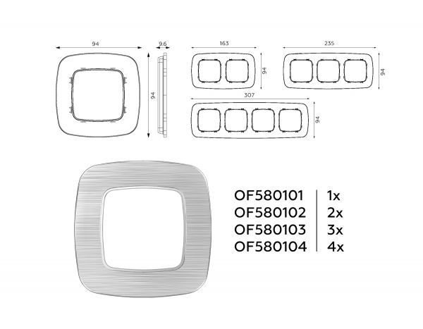Рамка OMEGA Radian (Серебро Металл шлифованный) 2-ая OF580102