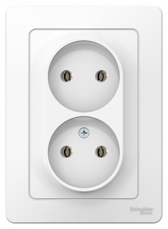 SE Blanca внутр Бел Розетка 2-ая б/з без шторок, 16А, 250В