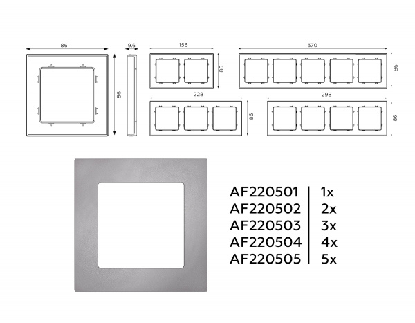 Рамка ALFA Techno (Сталь матовый) 5-ая AF220505