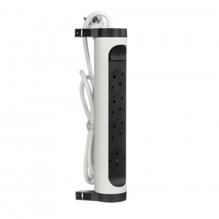 Legrand Revolution Комфорт Бело-черный Удлинитель 4x2К+З с выкл., кабель 1,5м, плоские розетки, фиксируемый поворотный блок