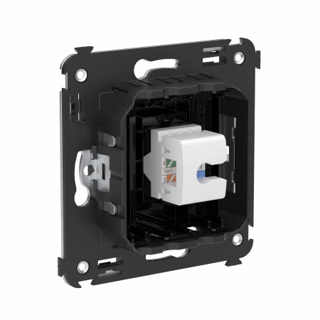 DKC Avanti Компьютерная розетка RJ-45 без шторки в стену, кат.6 одинарная, Черный квадрат