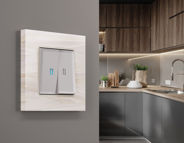 Рамка ALFA Grand (Бежевый мрамор) 4-ая AF930304