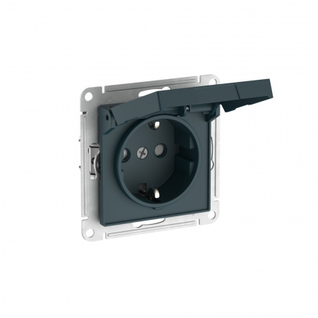 Systeme Electric AtlasDesign Изумруд Розетка с заземл. со шторк. с крышкой, 16А, IP20, мех., быстрозажим. клем.