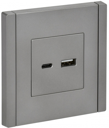 IEK FORTE&PIANO Сталь Розетка USB A+C 18Вт FP551