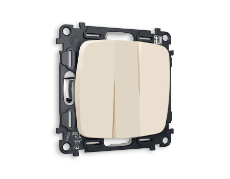 Комплект механизма 3-клавишного выключателя OMEGA MO325010 Бежевый матовый QUANT