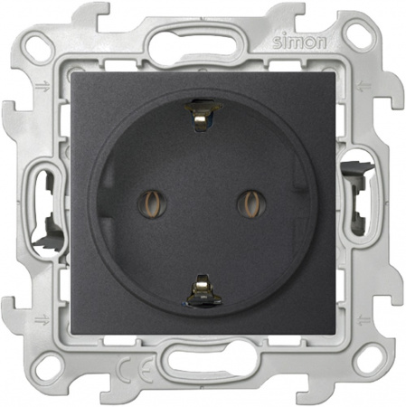 Simon 24 Графит Розетка 2К+3 без защитных шторок Push&Go