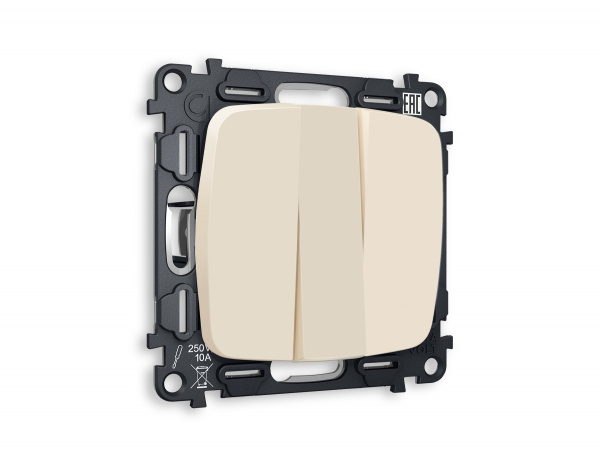 Комплект механизма 3-клавишного выключателя OMEGA MO325010 Бежевый матовый QUANT