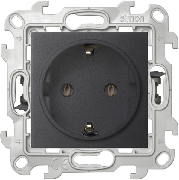 Simon 24 Графит Розетка 2К+3 без защитных шторок Push&Go