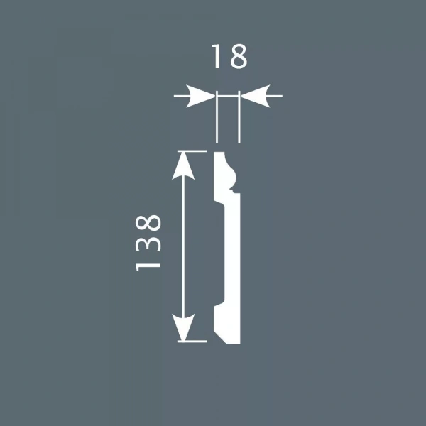 Плинтус PX006, 138х18, 2000мм, Экополимер/12