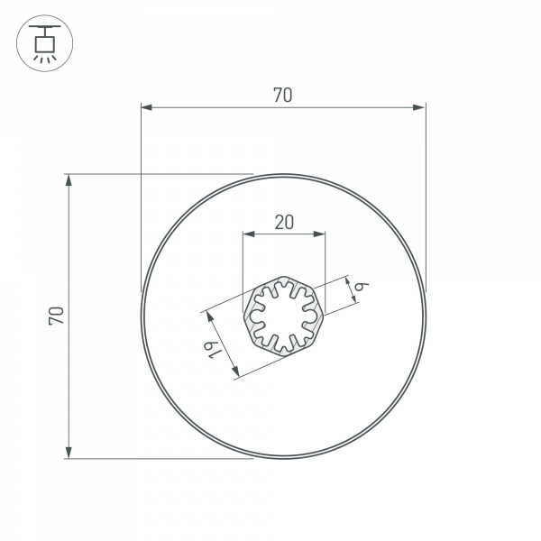 Arlight Профиль SL-ROUND-D70-360deg-2000 ANOD (Алюминий)
