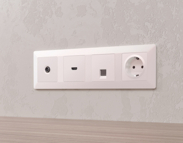 Лицевая панель ALFA (Жемчуг) для электрической розетки с заземлением QUANT AP2060