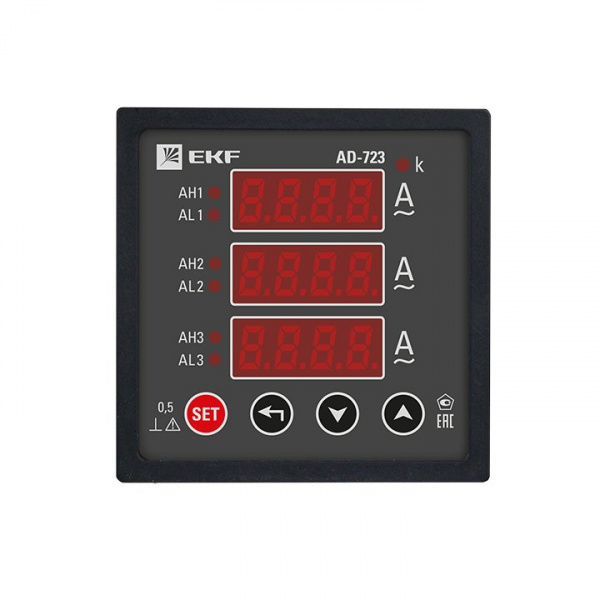 EKF PROxima Амперметр AD-723 цифровой на панель (72х72) трехфазный
