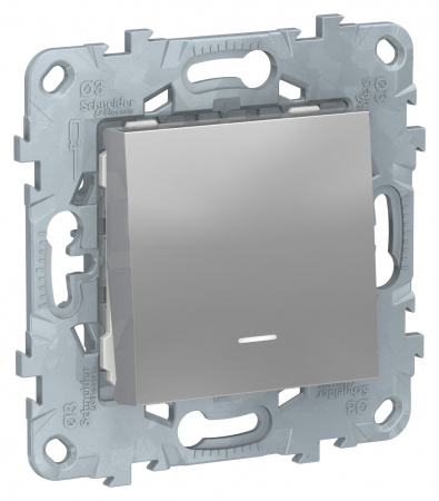 SE Unica New Алюминий Выключатель 1-клавишный, с подсветкой, сх. 1а