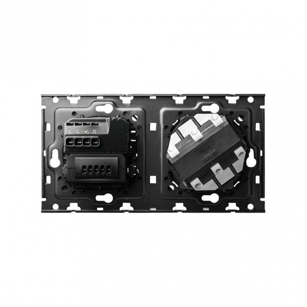 Simon 100 Кит 2 поста механизм 1 розетка Schuko + 1 з/у USB SC 2.1A + 1 светорегулятор (отсечка фазы, 2/3 провода) + суппорт