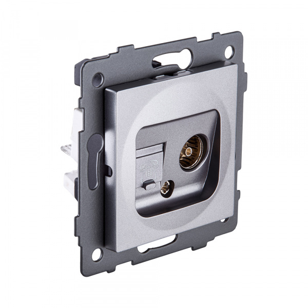 Розетка двойная TV (мама) + телефонная розетка RJ11, серый Kollinger REA-013GY для Aspekt, Eleganz, Reflex