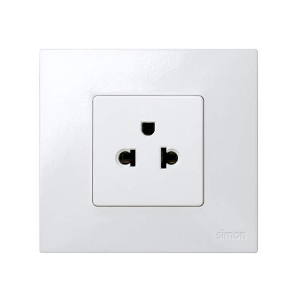 Simon 82 detail Белая Розетка 2-х полюсная американо-европейская, 15А/125В,16А/250В, винтовой