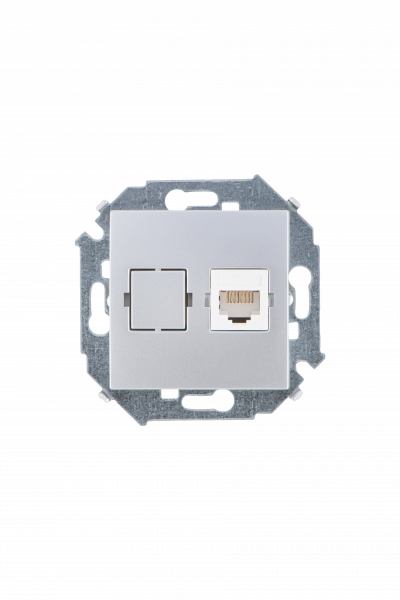 Simon 15 Алюминий Розетка компьютерная 1-ая RJ45 кат.5е