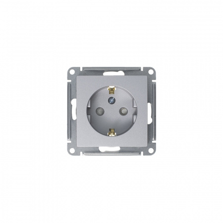 SE AtlasDesign Алюминий Розетка с/з со шторками, 16А, механизм