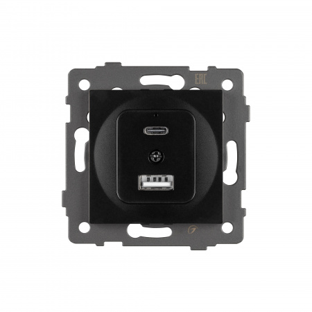 Arlight Механизм USB розетки SCT-MUAC-PL-BK-V (5V, 3A, QC4) (-)