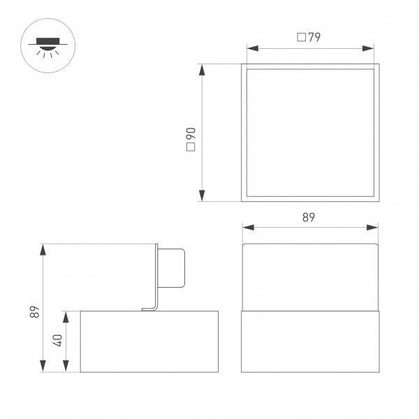 Arlight Светильник DL-GRIGLIATO-S90x90-6W Day4000 (BK, 90 deg, 230) (Arlight, IP40 Металл, 5 лет)