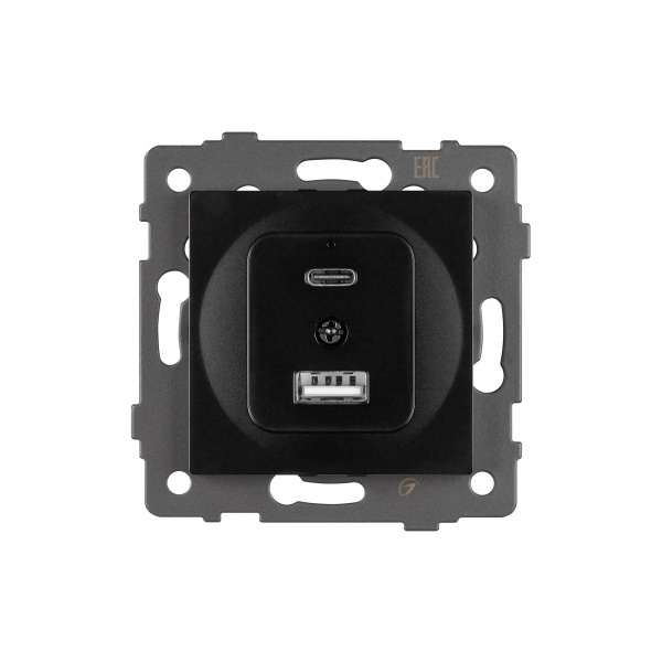 Arlight Механизм USB розетки SCT-MUAC-PL-BK-V (5V, 3A, QC4) (-)