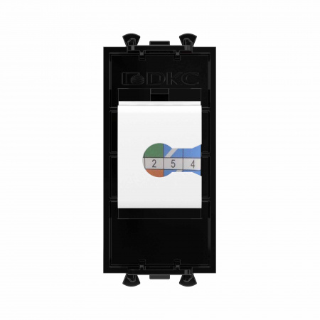 DKC Avanti Компьютерная розетка RJ-45 без шторки модульная, кат.6, Черный квадрат, 1 модуль