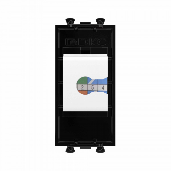 DKC Avanti Компьютерная розетка RJ-45 без шторки модульная, кат.6, Черный квадрат, 1 модуль