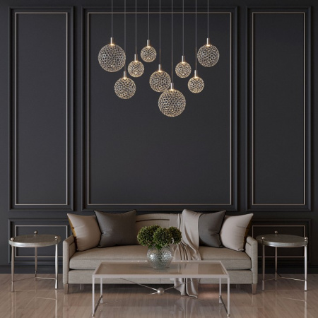 Подвесной светодиодный светильник с металлическими плафонами 90353/9 хром Eurosvet Gemini