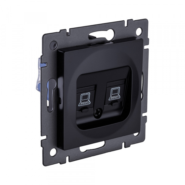 Розетка двойная Ethernet RJ45 Cat.6, черный Kollinger REA-019BK для Aspekt, Eleganz, Reflex