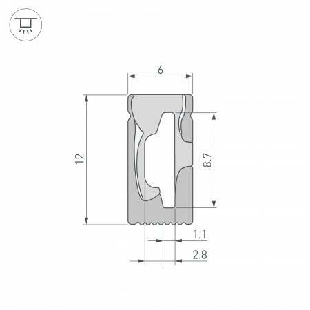 Силиконовый профиль WPH-FLEX-0612-SIDE-S8-5m BLACK (Arlight, Силикон)