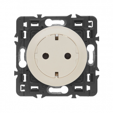 Legrand Celiane2 Бежевый Розетка с плоской лицевой панелью с/з, безвинтовой зажим (накладка+механизм)