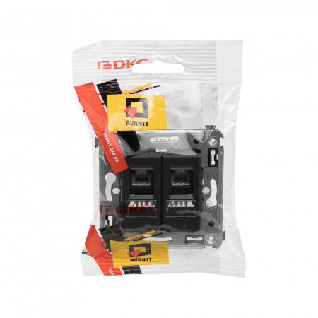 DKC Avanti Черный матовый Компьютерная розетка RJ-45 двойная  категория 5e