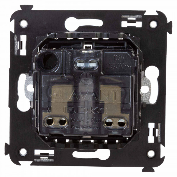 DKC Avanti Черный матовый Розетка 2P+E со шторками