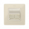 Simon 82 Розетка наклонная для передачи данных со шторками на 2 разъема RJ45 цвета слоновая кость