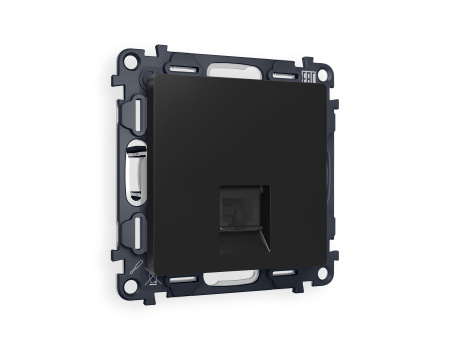 Комплект механизма телефонной розетки ALFA MA812030 Черный матовый RJ-11(4P4C) с защитной шторкой QUANT