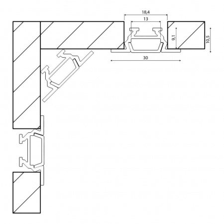 Встраиваемый профиль с рассеивателем SWG RC-1030 000084