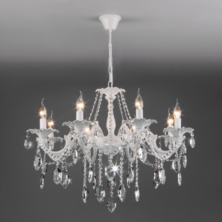Подвесная люстра с хрусталем 10108/8 белый Eurosvet Veletta