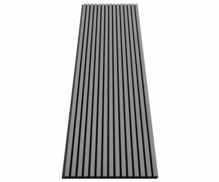 Акустическая панель, черный войлок, 2750х600х21мм, рейки МДФ, шпон дуб ардженто светло-серый