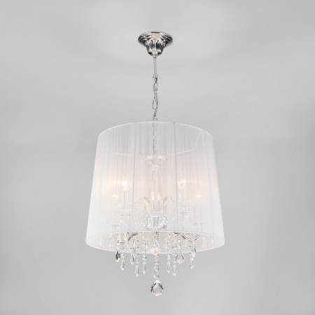 Подвесная люстра с абажуром 2045/5 хром / белый Eurosvet Allata