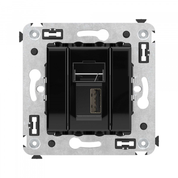 DKC Avanti Черный квадрат Розетка одинарная тип А-А USB 2.0