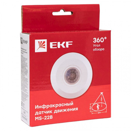 EKF PROxima ИК датчик движения потолочный 2000Вт 360гр. до 6м IP20 MS-22B