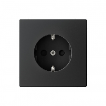 Systeme Electric ArtGallery Карбон Розетка с заземлением со шторками, 16А, механизм, быстрозажим. клем.