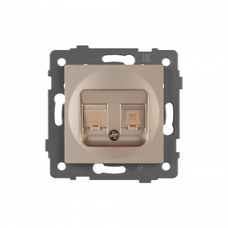 Arlight Механизм компьютерной розетки двойной SCT-MPC2-PL-GD-V (RJ-45, CAT6) (-)