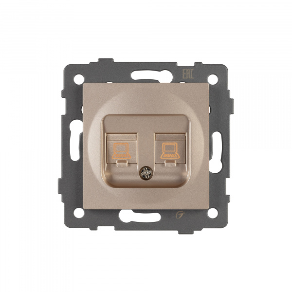 Arlight Механизм компьютерной розетки двойной SCT-MPC2-PL-GD-V (RJ-45, CAT6) (-)