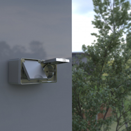 Розетка влагозащ. с зазем. с защит. крышкой и шторками Gallant серебряный W5071206