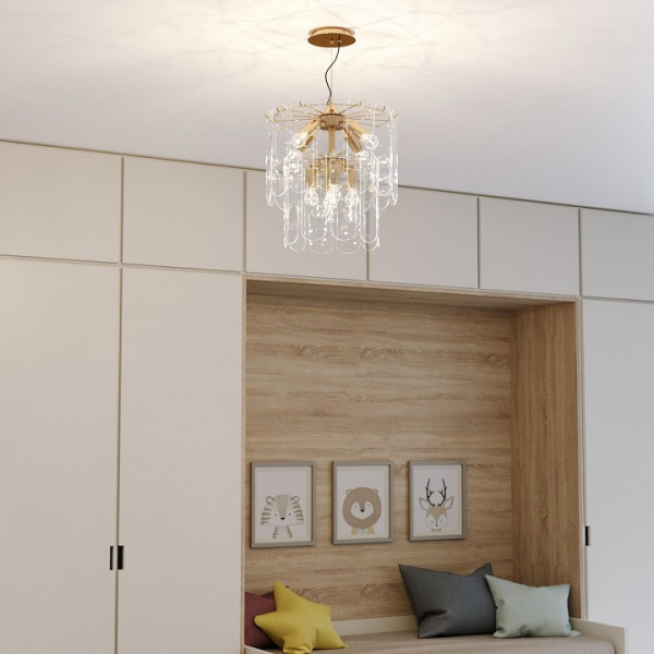 Умная подвесная люстра со стеклянными плафонами 60170/8 золото Eurosvet Claire